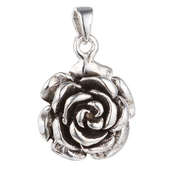 Sterling Silver Rose Pendant Sterling Silver Flower Pendant