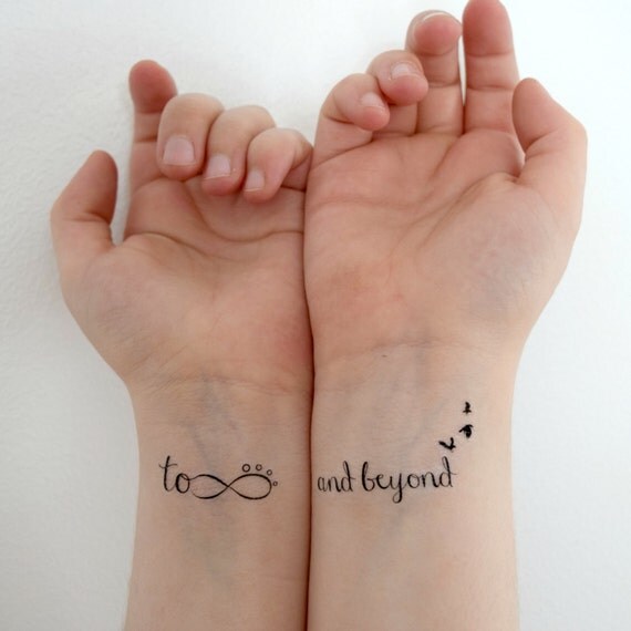 Temporary Tattoo - Quote Tattoo, To infinity and beyond, Tattoo Quote, Set of 2, Motivational, Positive