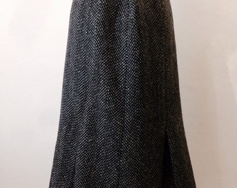 Vintage 80s Wool Skirt, Grey Skirt, St Michael Skirt, Kick Pleats, 80s Skirt, Autumn, Winter, Knee Length Skirt, Size 6 8 X Small