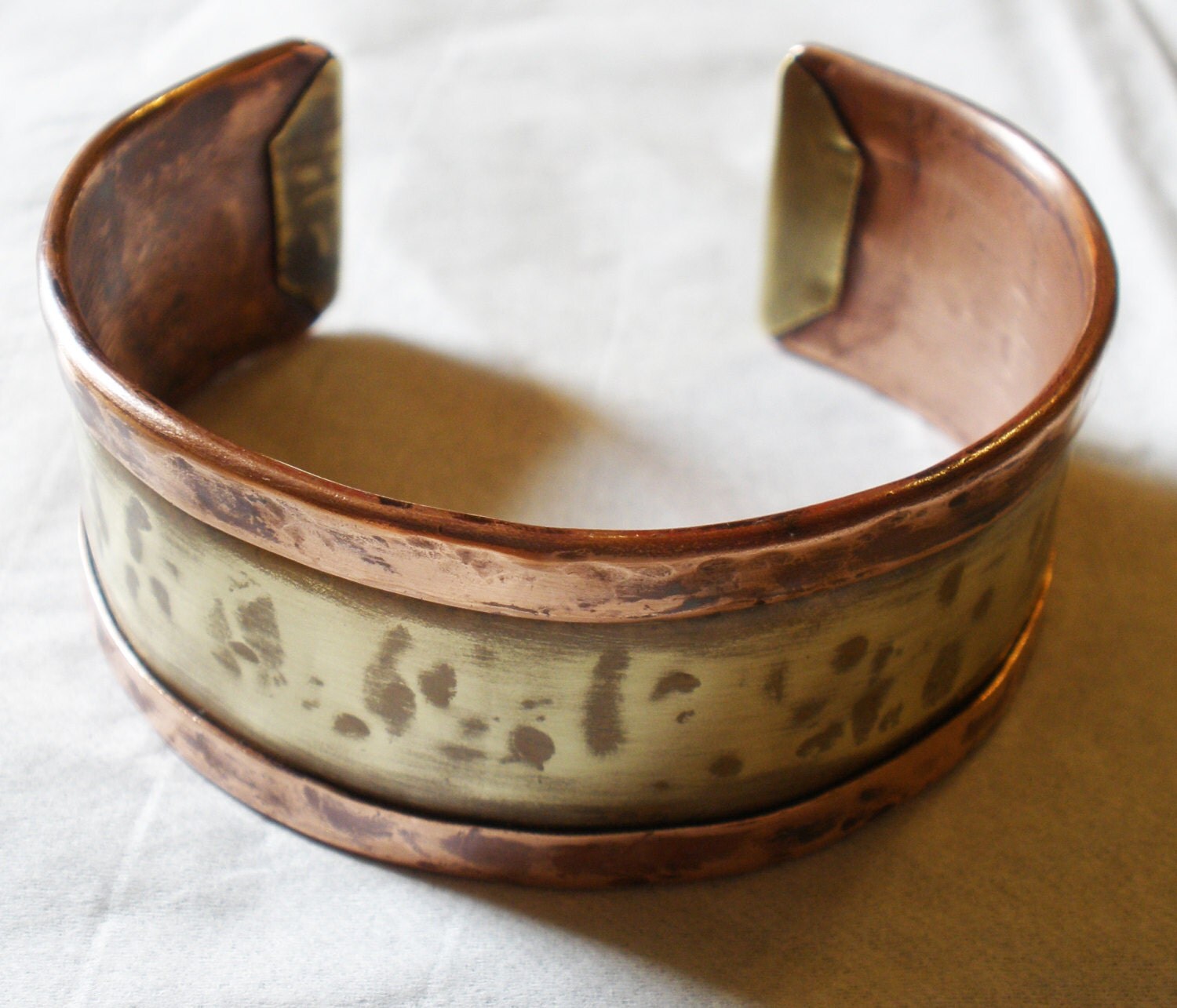 Mens Cuff Bracelet Wrist Band Copper and Brass Biker Bohemian