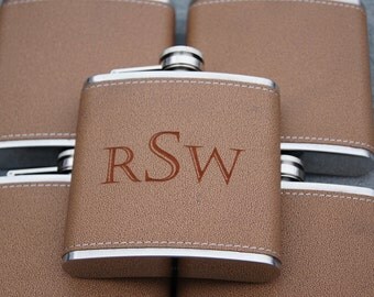 Flask- Personalized Flask- Leather Flask- Groomsmen Flask- Personalized Groomsmen Flask- Leather Wrapped Flask- Groomsman Gift Idea- Groom