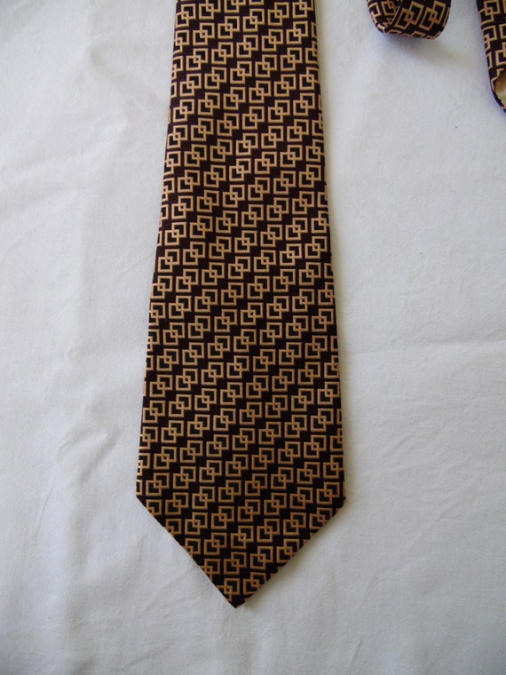 Mens tie cravate vintage brown patterned tie cravate French