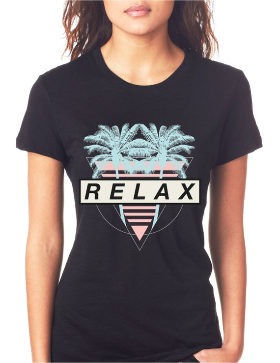 Relax Women's Black Tee shirt by OverUrHead on Etsy