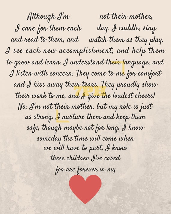 CAREGIVER/DAYCARE POEM Print Daycare Provider Gift