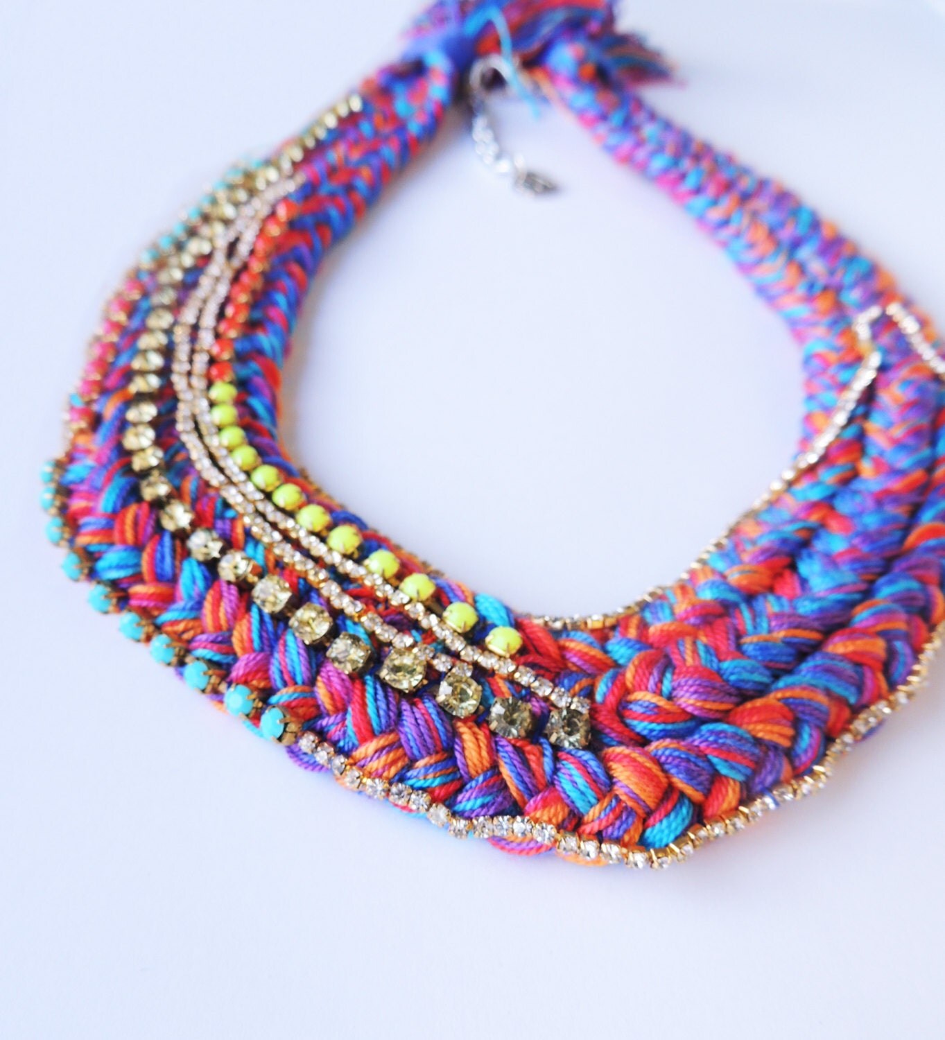 Braided Fabric Necklace Cotton Braids Necklace Yarn