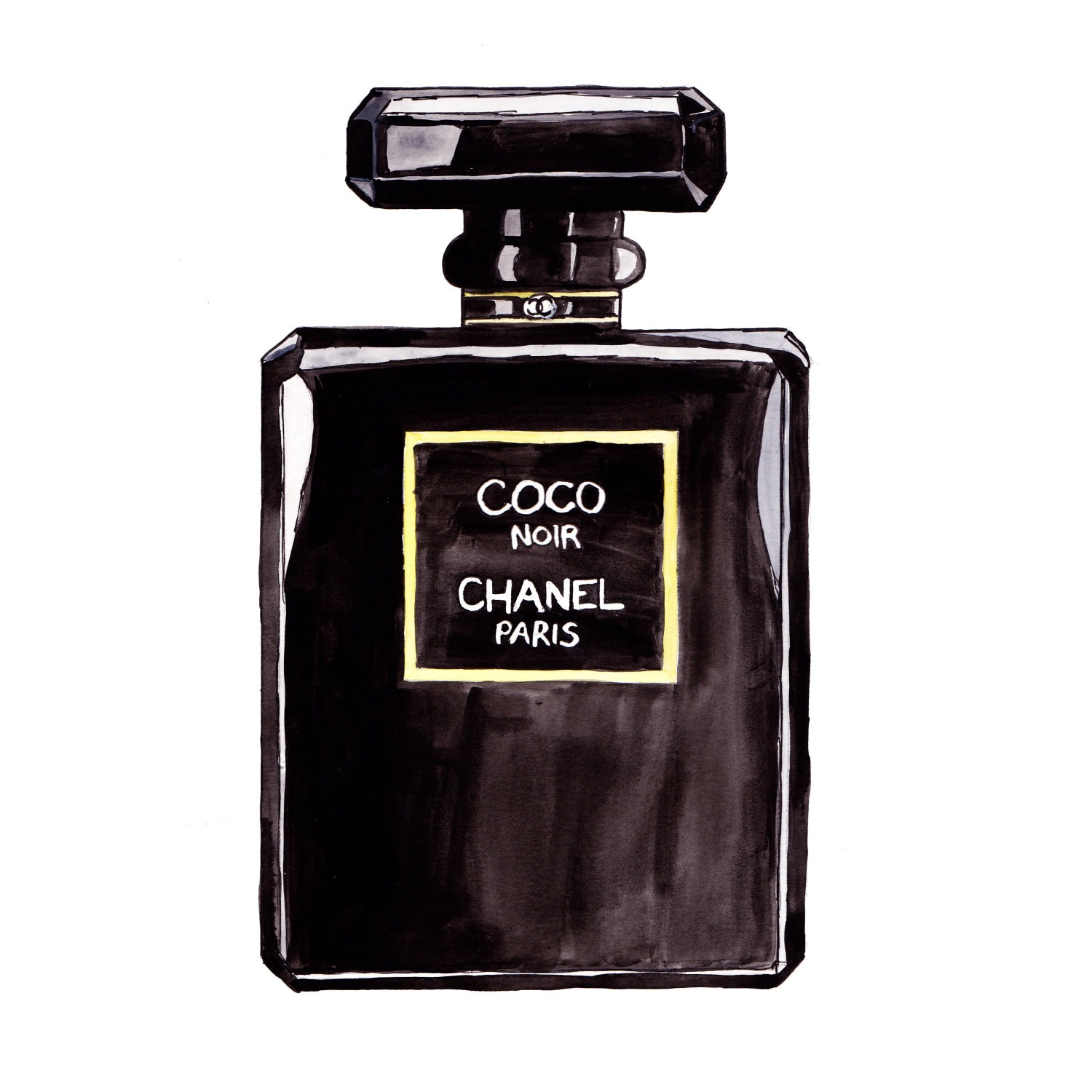 CHANEL NOIR: Hand Painted CHANEL Perfume Bottle Fashion by HOBBRY