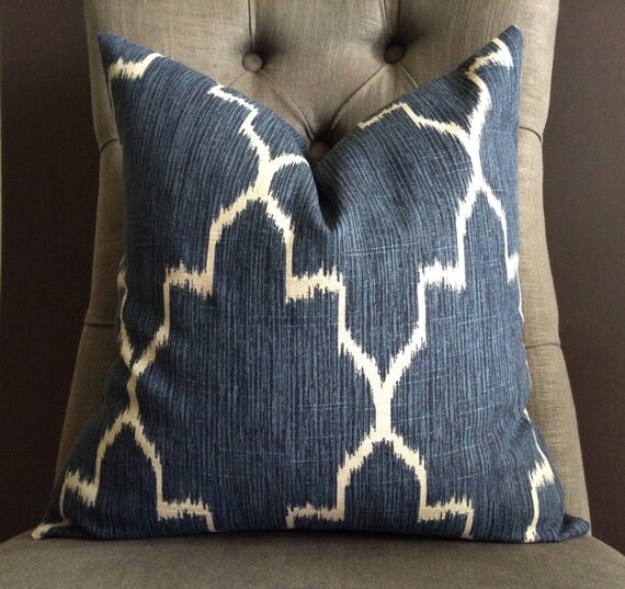Pillow Cover Navy Blue Ikat Pillow Cover PORTER by StudioPillows
