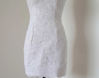 Sweetheart White Lace Short Wedding Reception Dress