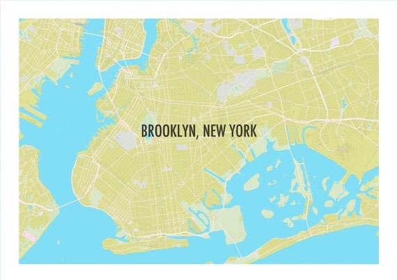 Brooklyn map print. Brooklyn print. New York map. New by viavivia