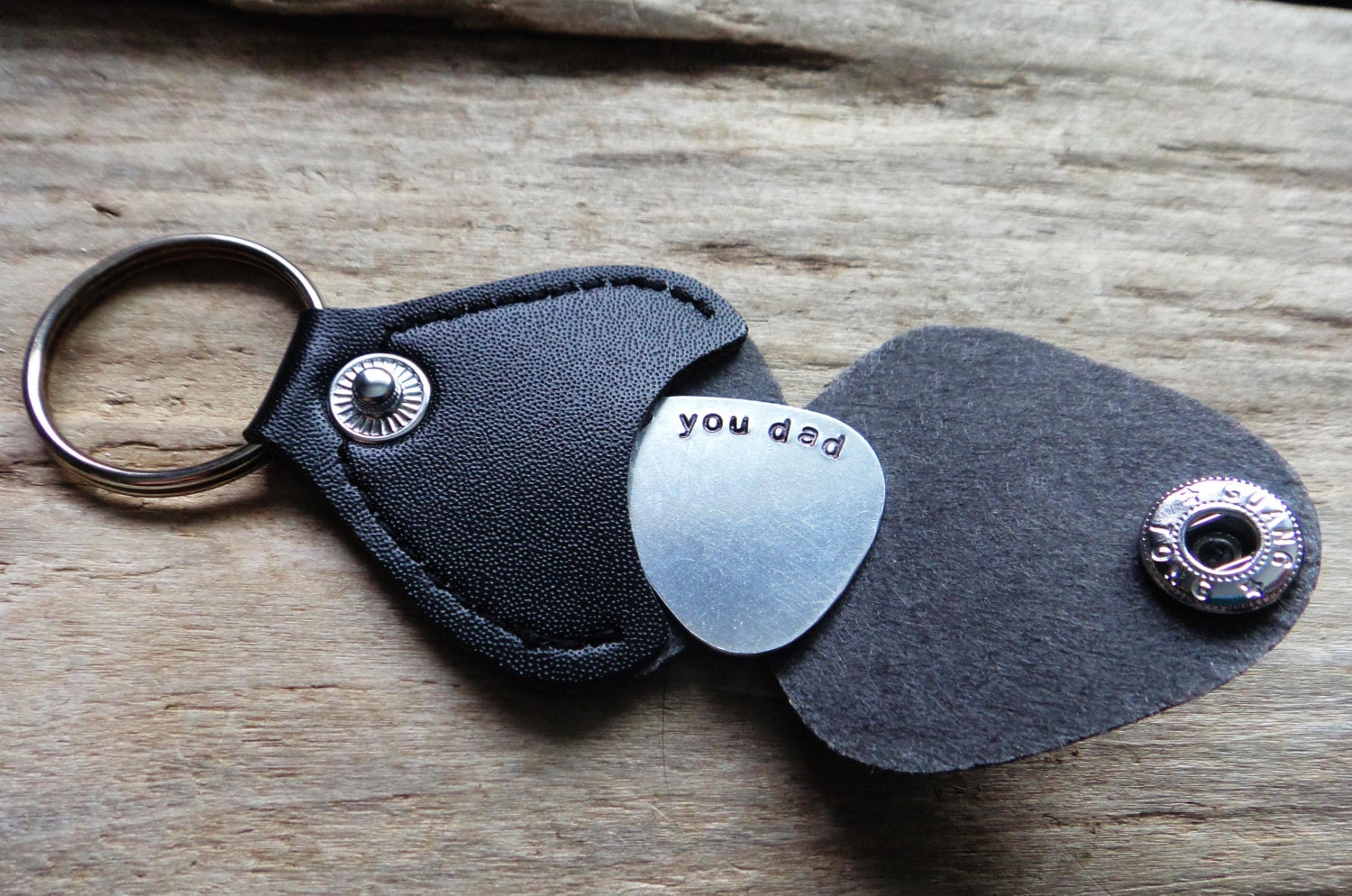 Guitar Pick Case Holder Black Leather Pick by AnurainDesign