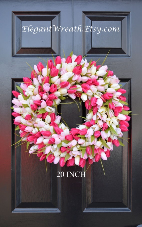 SPRING WREATH SALE Spring Wreath- Tulip Spring Wreath- Summer Wreath- Custom Summer Door Wreath