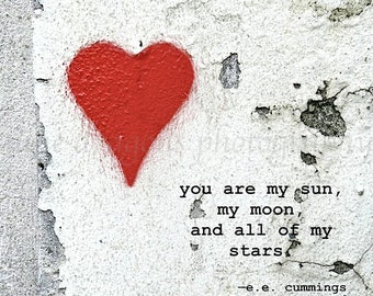 Inspirational Wall Art Quotes, Red Heart Art, Inspirational Quote Prints, You Are My Sun My Moon, Valentines Day Decor, Inspirational Print