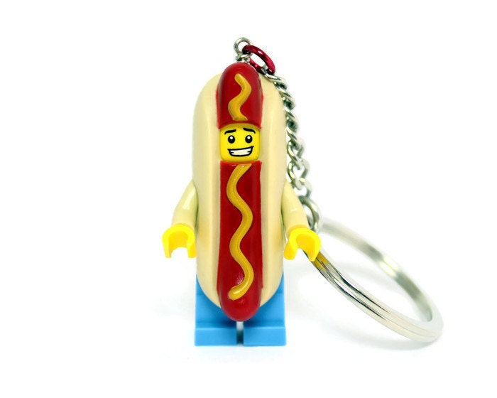 lego hot dog man keychain