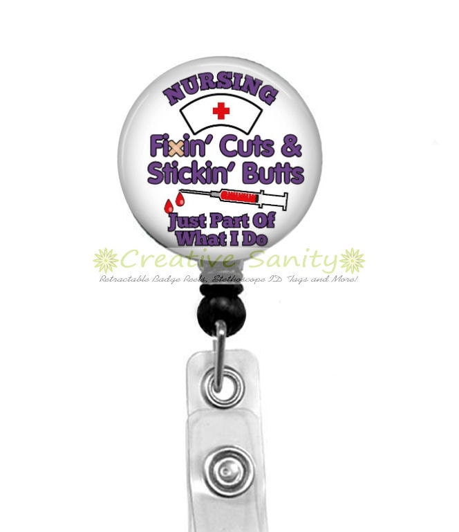 Nurse Retractable ID Badge Holder Nursing Fixin' by CreativeSanity