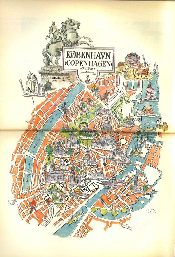 Copenhagen Map Art / Vintage Map Print / Map of Copenhagen