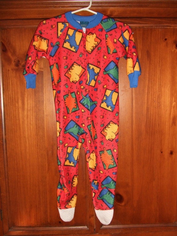 Vintage American Weekend Children's Dinosaur Footed Pajamas