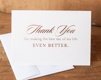 Wedding Thank You Card with gold foil, wedding note cards foil printed thank you bridesmaid box wedding stationery gifts bride groom rose