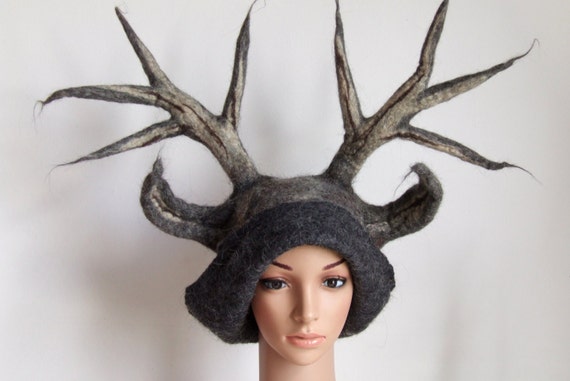 Shaman Druid Deer Antlered Hat the perfect by FeltYourself