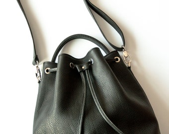 charlie pebbled leather bucket bag