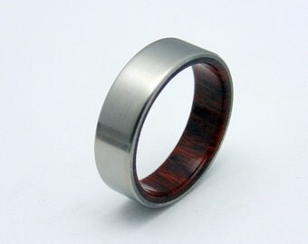 Titanium wood wedding band, wood ring, Arizona desert Ironwood