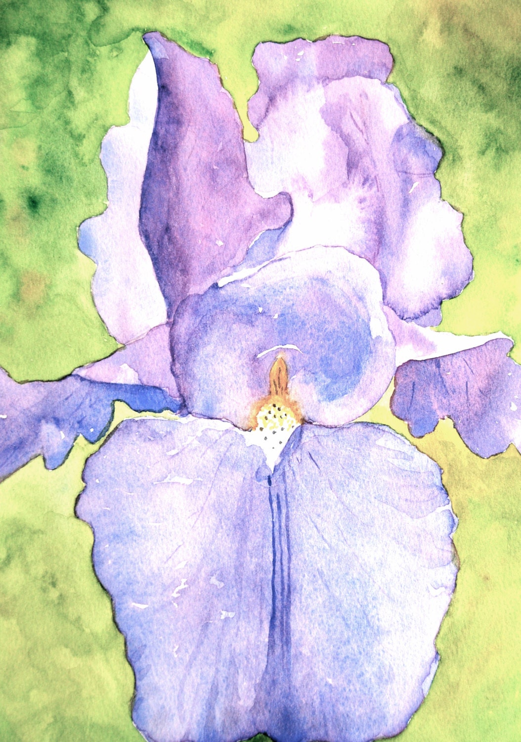 Purple Iris Watercolor Print Watercolor Flower by BelleLuneArts