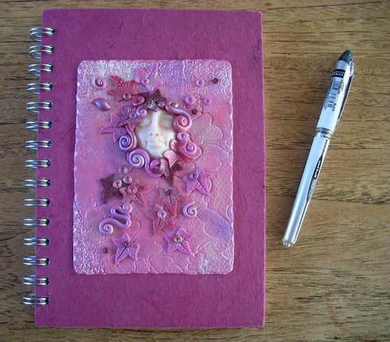 Handmade Diary A5 Large Journal PINK by TheCaterpillarQueen