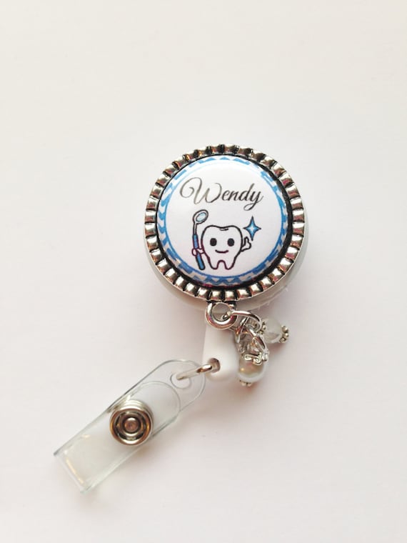BADGE REEL DENTAL Hygienist, Tooth charm, Dental Assistant