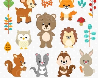 Woodland Clipart, Woodland Clip art, Woodland Animal Clipart, Woodland Animal Clip art, Forest Animal Clipart