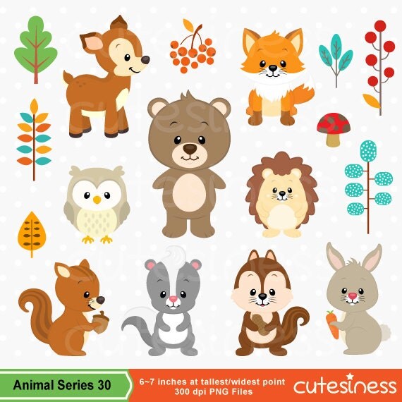 Woodland Clipart Woodland Clip art Woodland Animal Clipart