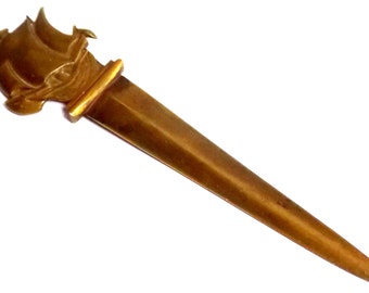 Vintage french large bronze Gallion Ship Page Turner/Letter Opener signed G.Gatreau