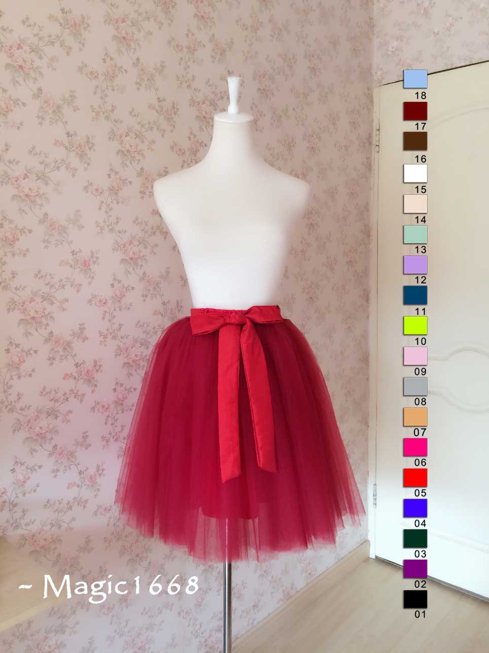 Women Tulle Skirt in Red Knee Length Adult Tutus by magic1668