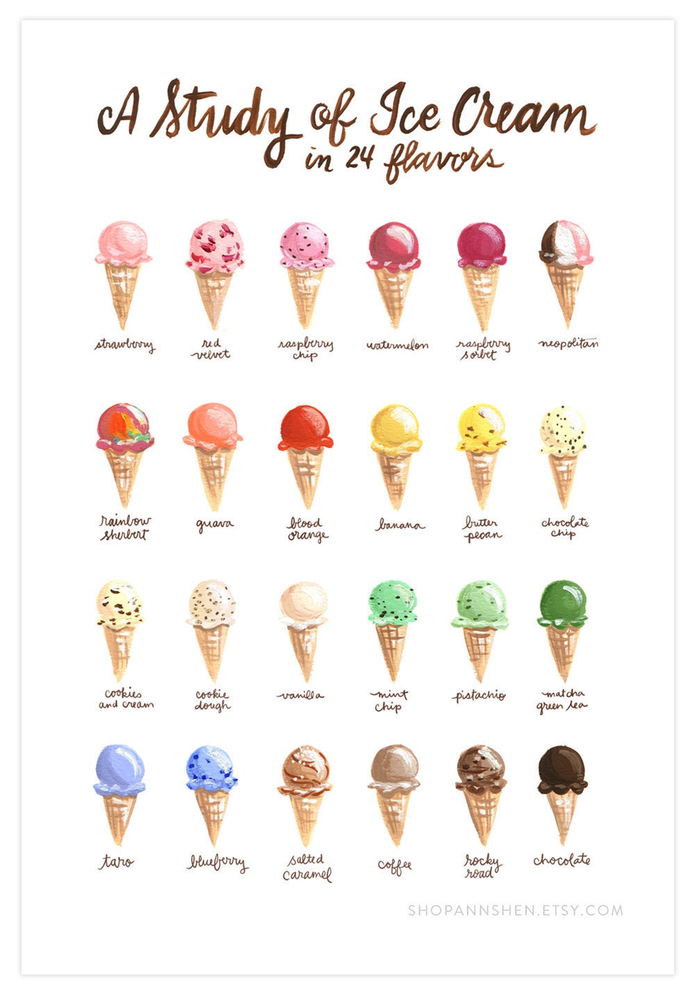 A Study of Ice Cream Print 13x19 by shopannshen on Etsy