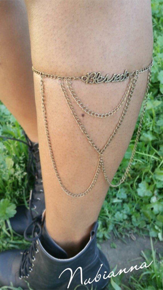 Items similar to Blessed Leg Chain, Inspirational Jewelry, Body Chain, Leg Jewelry on Etsy