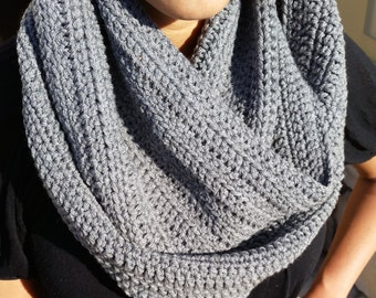 Grey Infinity Scarf, Grey Scarf, Gray Infinity Scarf, Gray Scarf, Grey Crochet Infinity Scarf, Grey Circle Scarf, Grey Loop Scarf