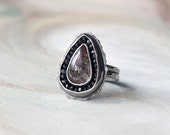 Tourmalinated Quartz Ring with Spinel, Silver Ring, Silversmith Handmade Jewelry, Metalsmith Ring, OOAK, One of a kind