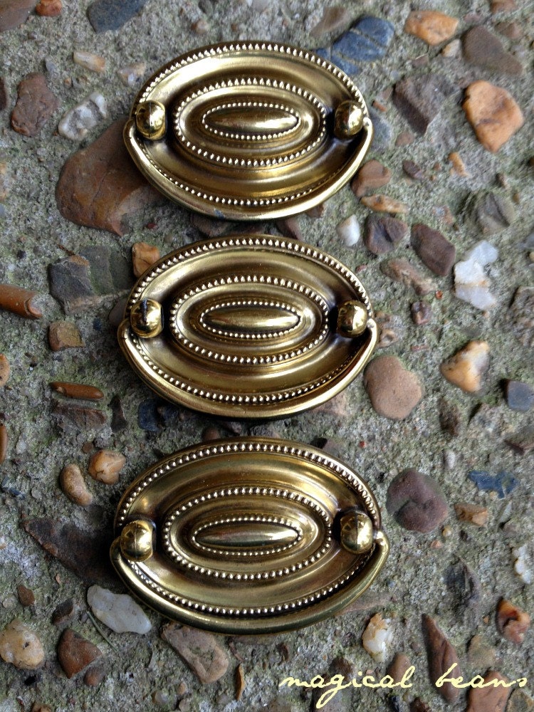 Hepplewhite Drawer Pull Brass Drawer Pull Oval by MagicalBeansHome
