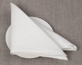 Linen Napkin set of 12 - White napkins - 18 x 18 inch size