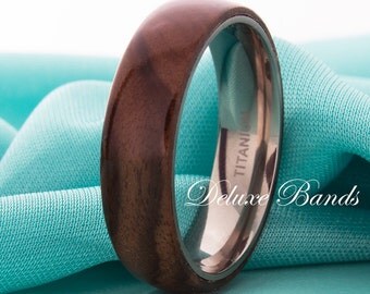 Titanium Wedding Band Titanium Ring Titanium Wood Ring Titanium Wood Band Promise Ring Anniversary Band Engagement Ring Wood Ring 6mm Wood