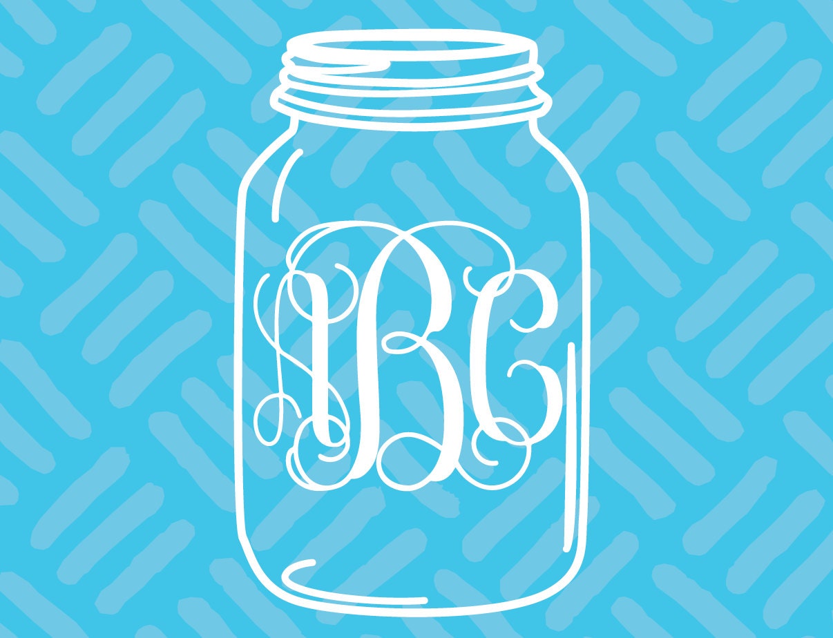 Mason Jar Monogrammed Decal Personalized Monogram Decal