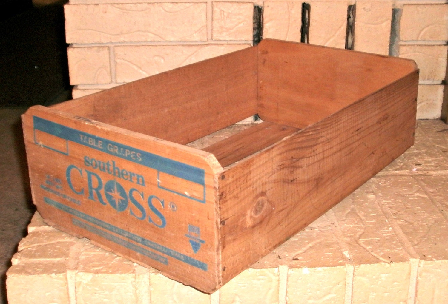 Fruit Crate Vintage Grape Wooden Box Crate Chile by RustedPickle