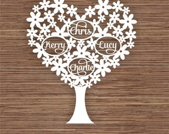 members template tree 4 family Etsy tree papercut AU Family