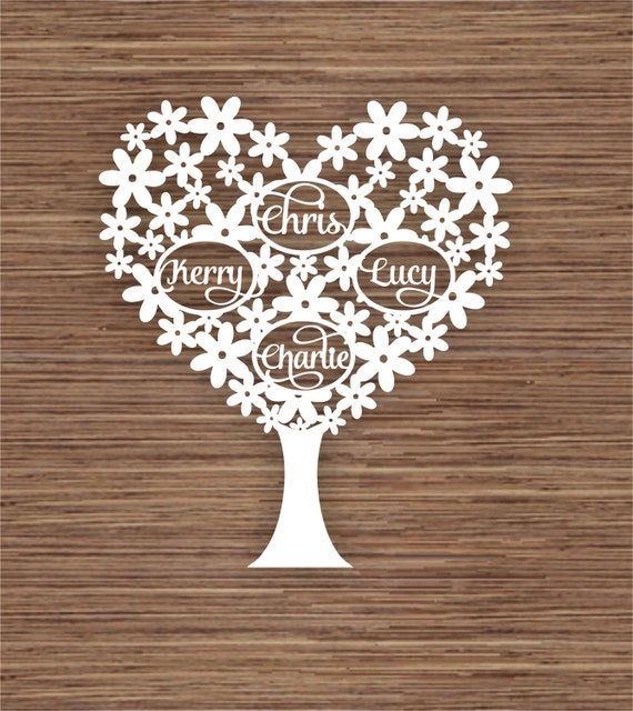 Custom Heart Family Tree for 4 PDF SVG Commercial Use