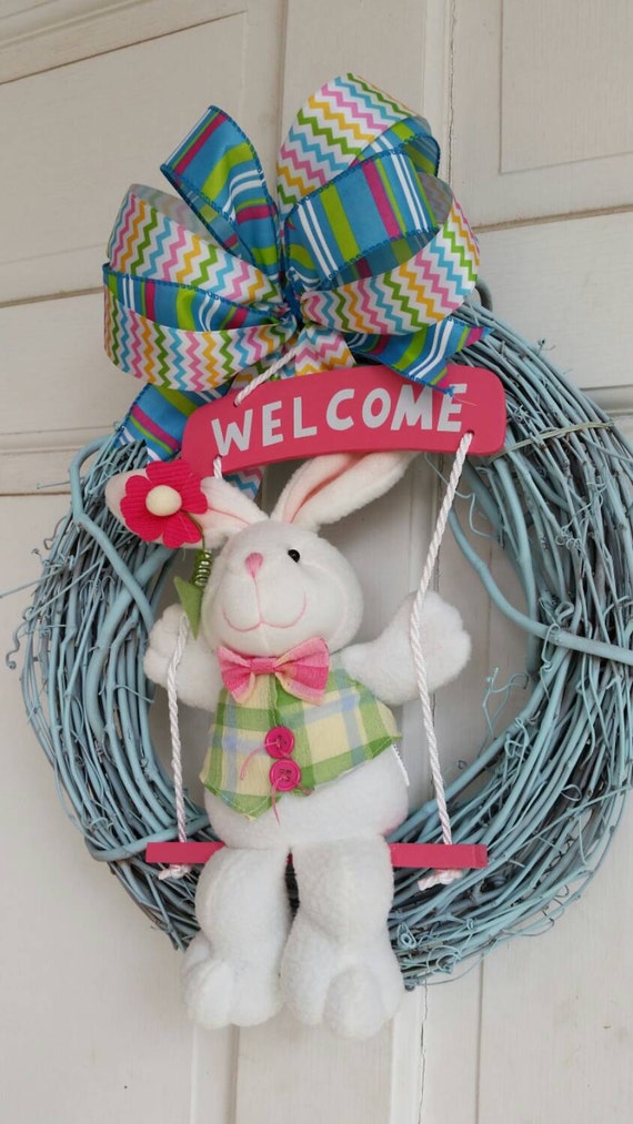 Easter Bunny Wreath by lalascraftyness on Etsy