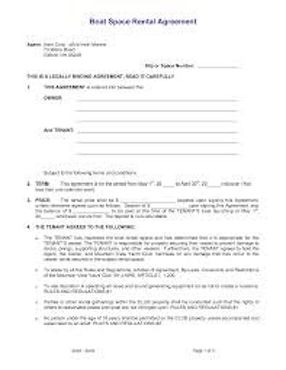 Boat Rental Agreement Form by Saporas on Etsy