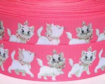 Marie Cat 1" Grosgrain Ribbon - Marie Cat Ribbon - 3 yards Marie Aristocats Grosgrain Ribbon - 1" Marie Cat Grosgrain Ribbon