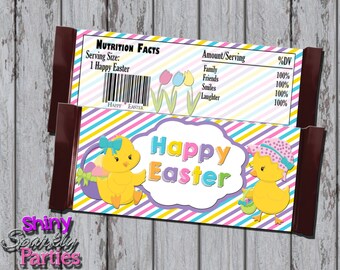 Printable EASTER CANDY BAR Wrappers - Easter Chick Candy Bar Labels - Happy Easter Candy Wrappers - Diy Easter Gifts - Printable Easter
