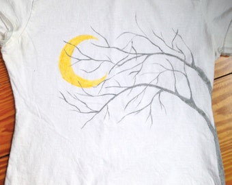 Hand Painted T-shirt, Side Tree design