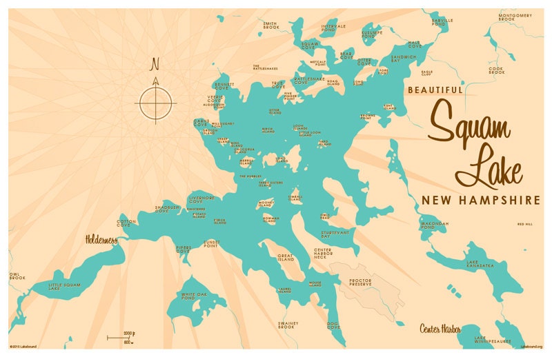 Squam Lake NH Map Print