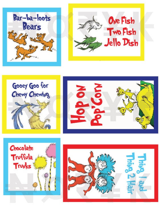 Dr Seuss Sweets Buffet Food Labels