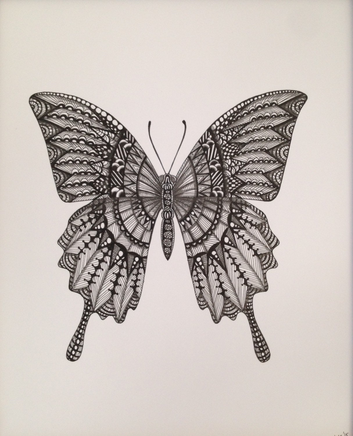 Zentangle Butterfly version 1 by ArtSchmidt on Etsy